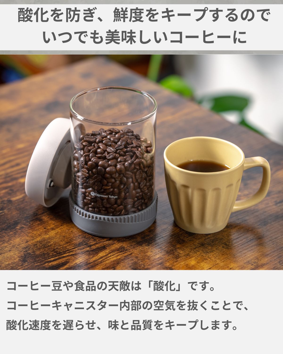 コーヒーキャニスター 真空 密閉 ガラスタイプ 選べる３サイズ - Espresso Tokyo